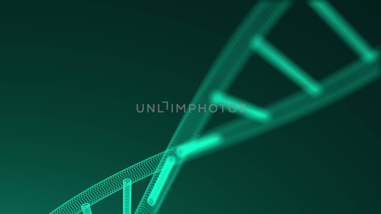 Abstract 3d background with molecule of DNA with many dots, science concept, futuristic computer generated illustration by nolimit046