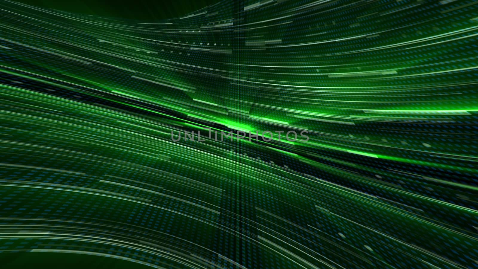 Abstract glow digital in dark - abstraction of data communication, computer generated background, 3D rendering