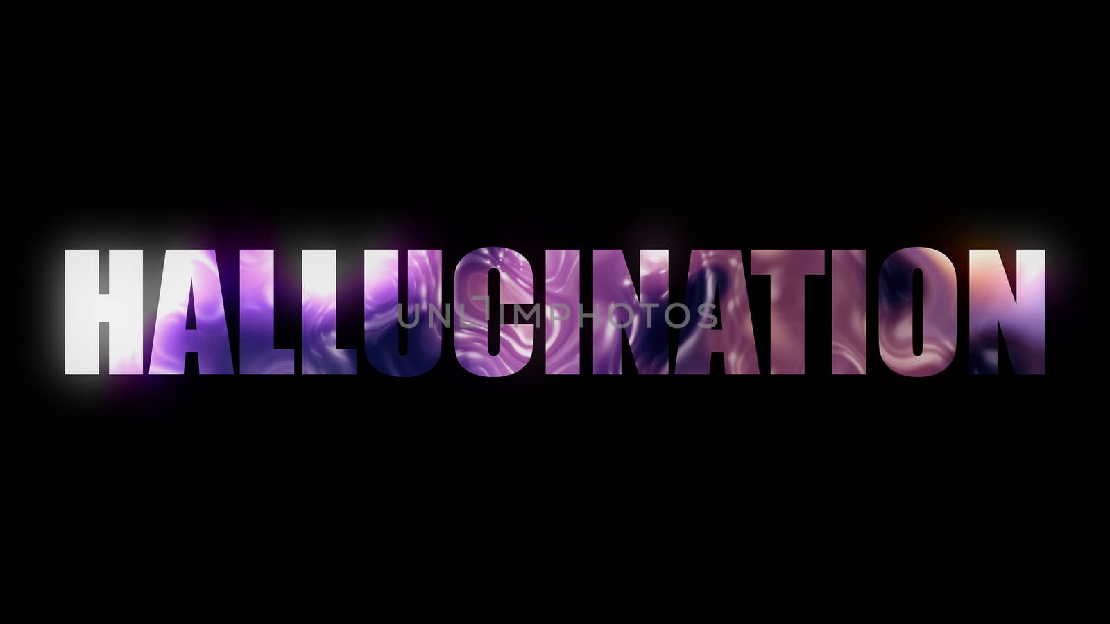Word Hallucination of letters with a effect of plasma, 3d rendering background, computer generated