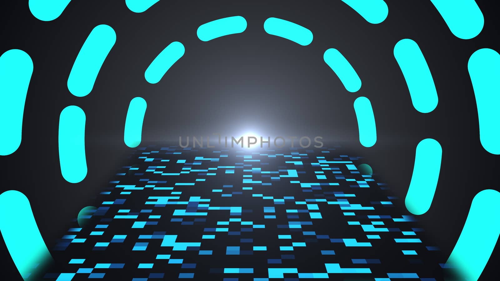 3d abstract technology - like way, tunnel and sun, modern backdrop, computer generated by nolimit046