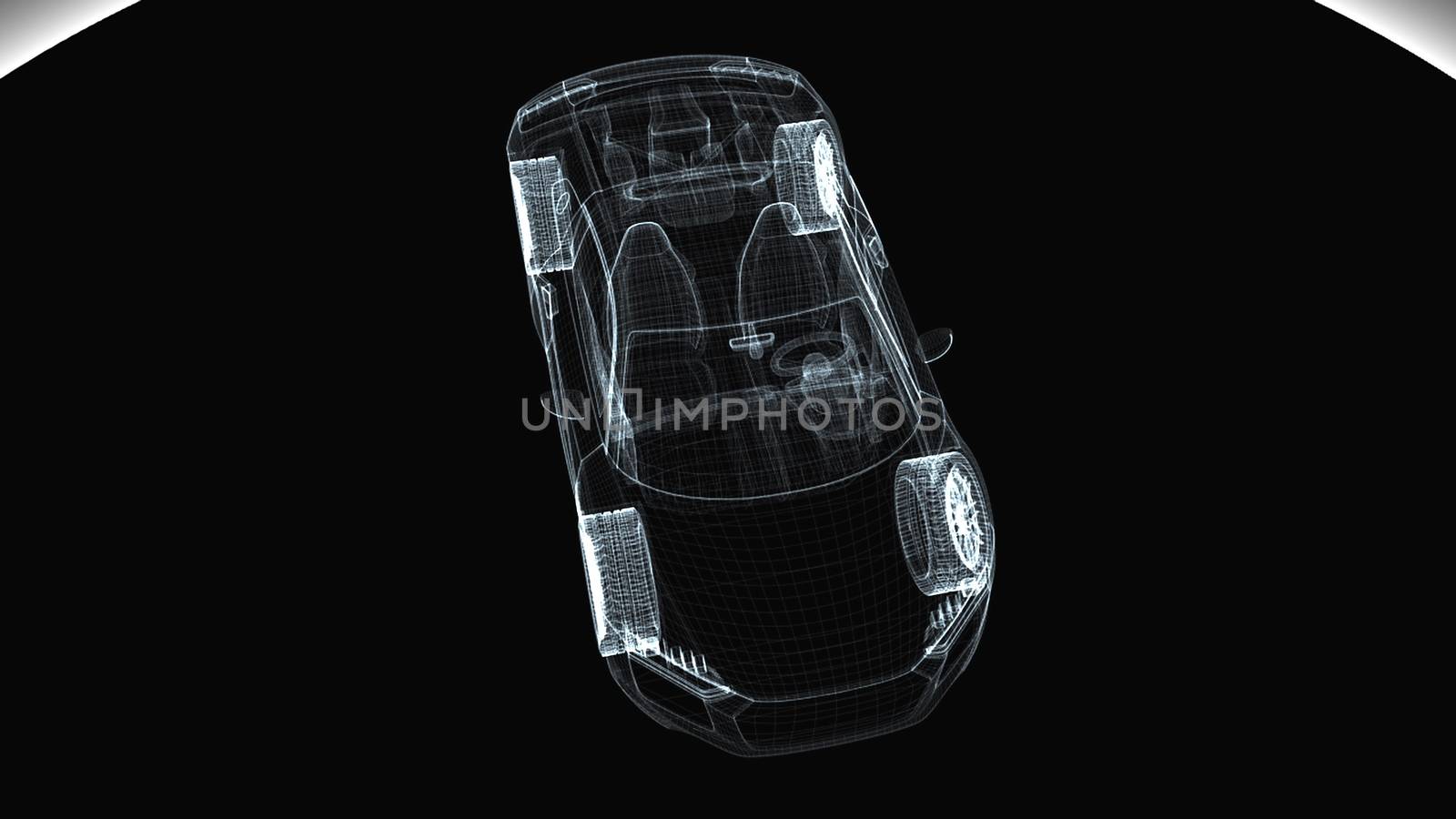 Abstract transparent modern car, 3d rendering computer generated background