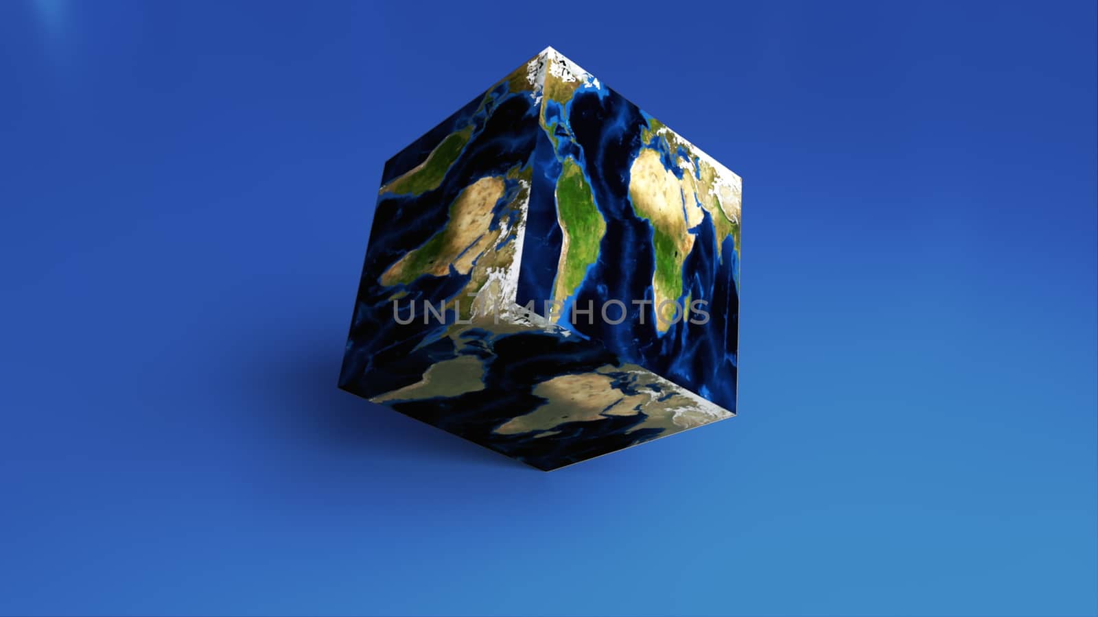 Abstract Earth square globe is on the surface, 3d render computer generated background by nolimit046