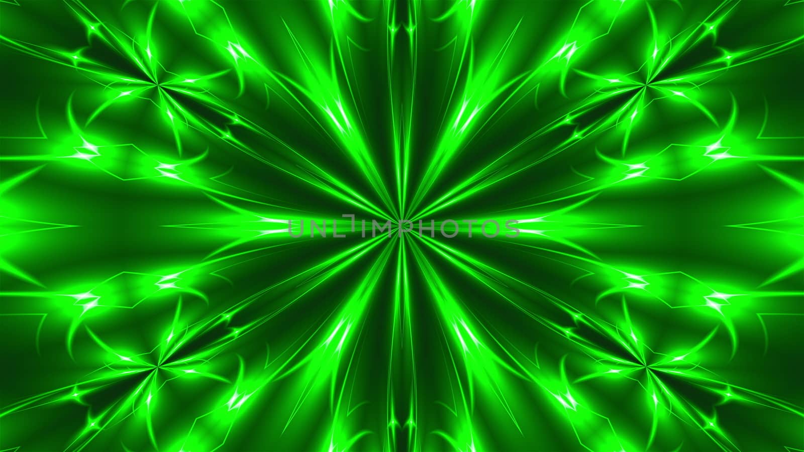 Abstract symmetry kaleidoscope - fractal lights, 3d rendering backdrop, computer generating background