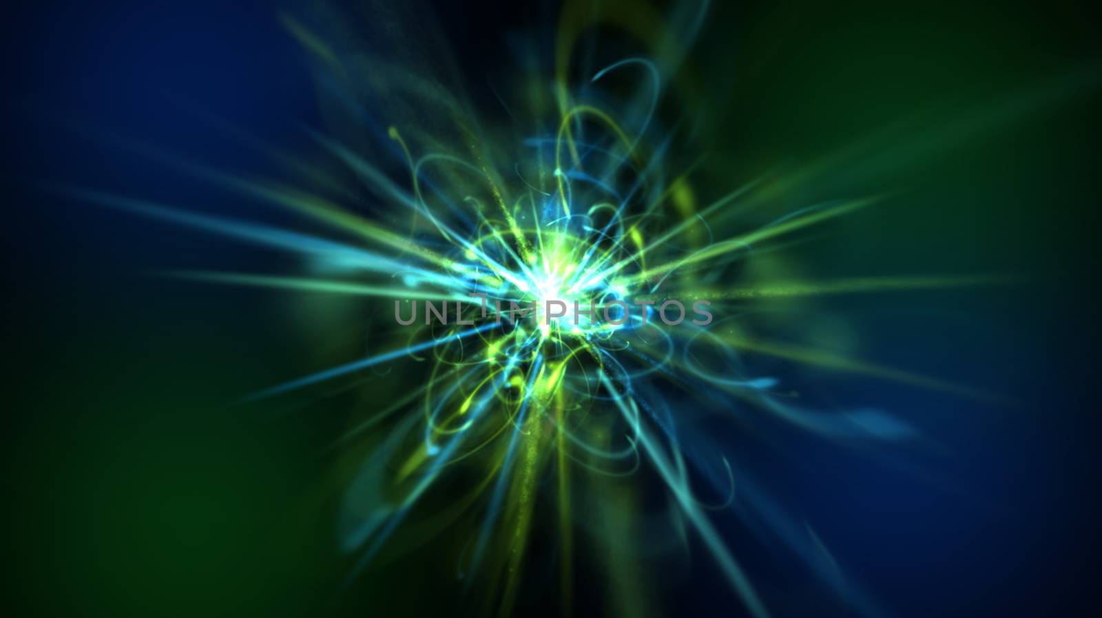 Abstract flower with petals from energy light and flashing in the dark space like cloudy sky, 3d render by nolimit046