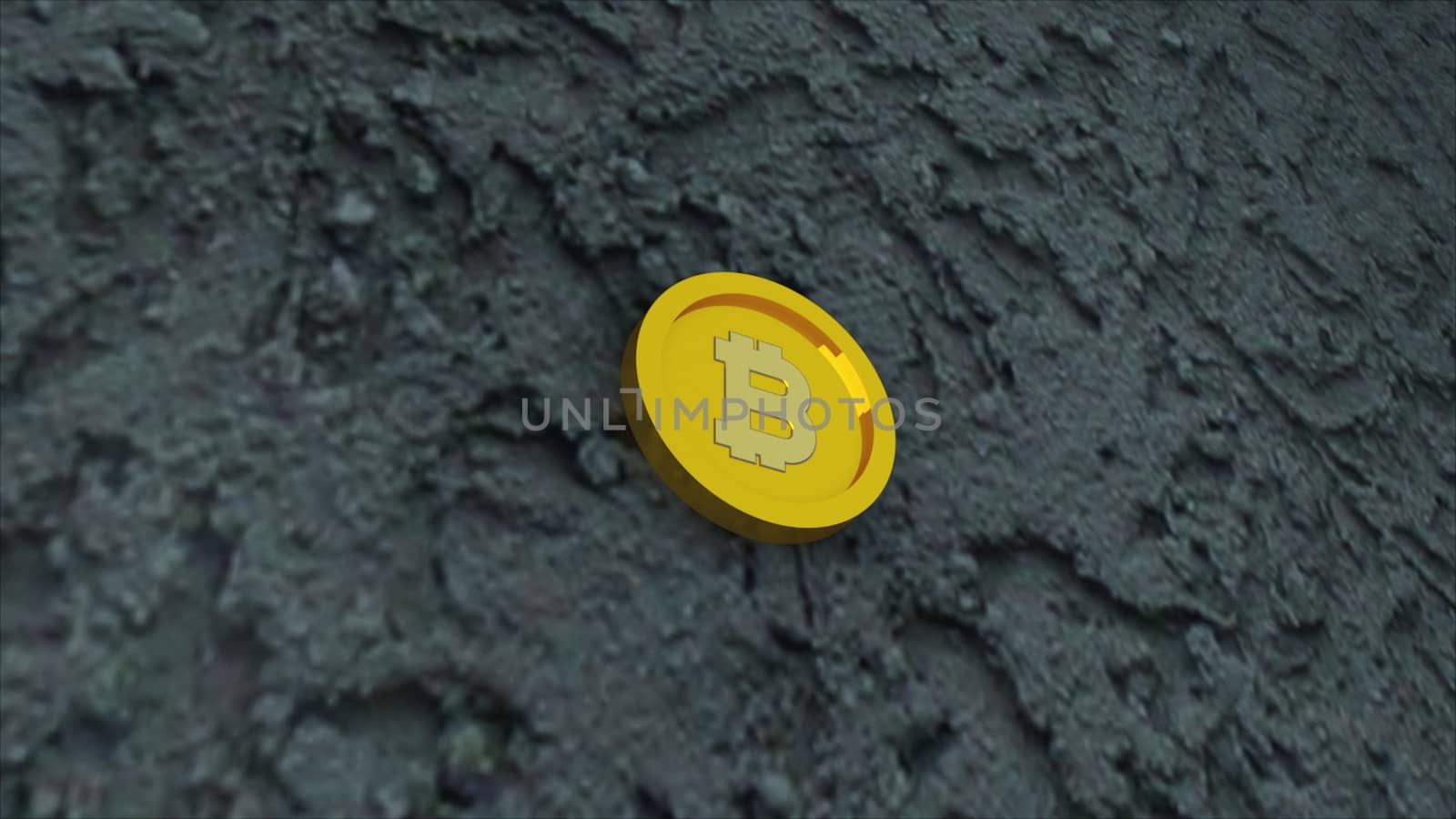 Bit coin is on concrete surface, it is symbol of electronic virtual money and mining cryptocurrency concept, 3d render by nolimit046