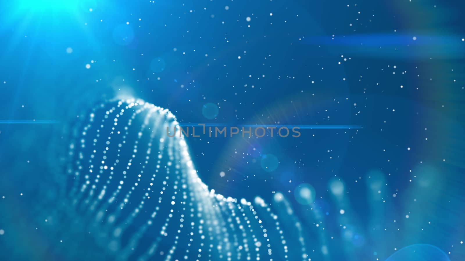 Dof particles, beautiful wavy surface with fabric effect, 3d rendering background, computer rendering abstraction