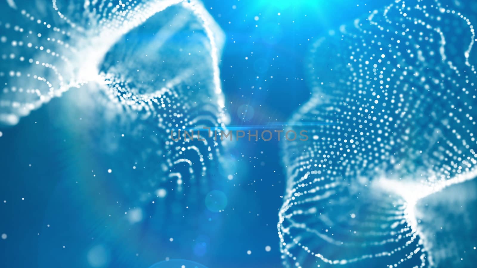 Dof particles, beautiful wavy surface with fabric effect, 3d rendering background, computer rendering abstraction