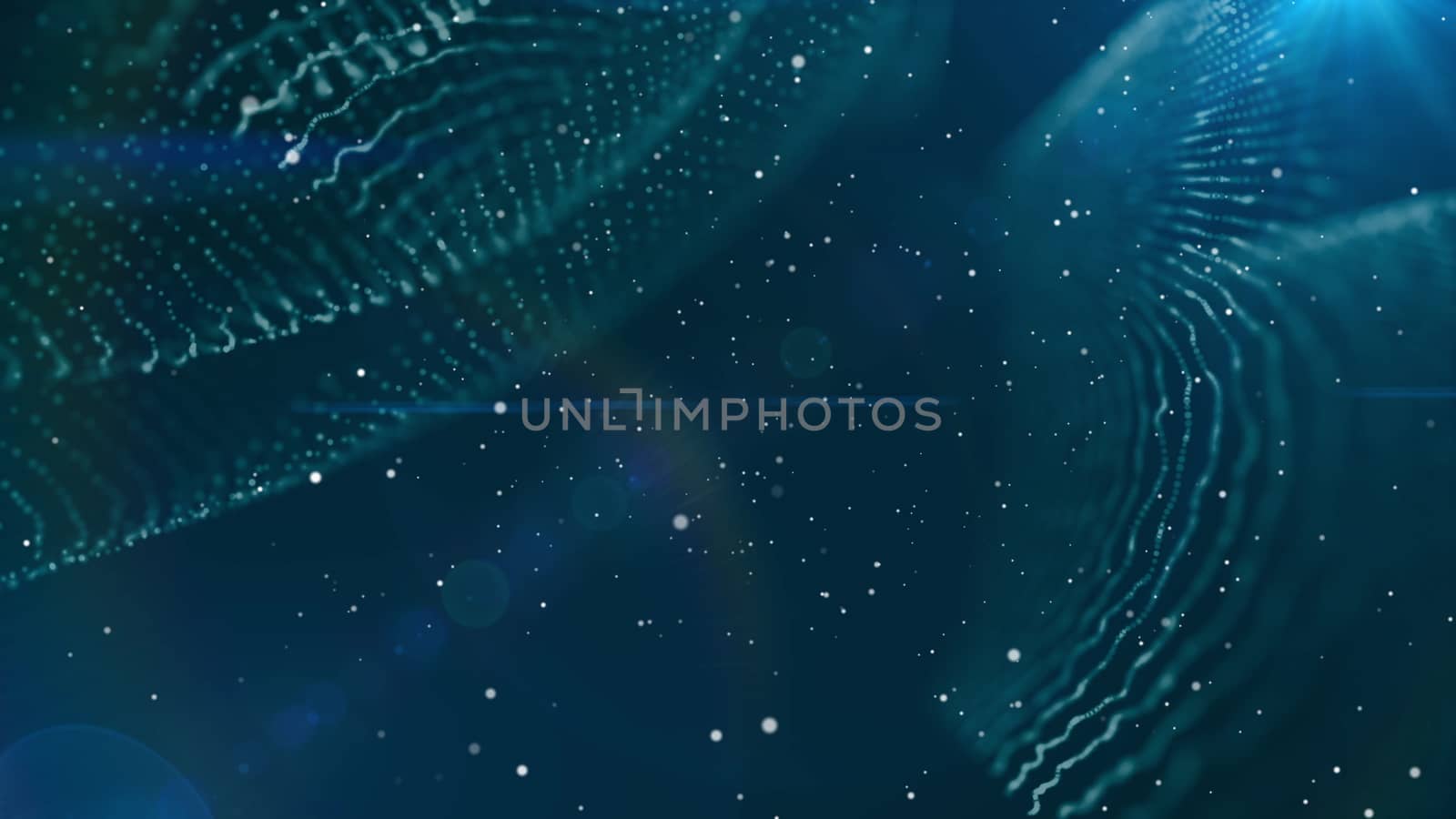 Dof particles, beautiful wavy surface with fabric effect, 3d rendering background, computer rendering abstraction