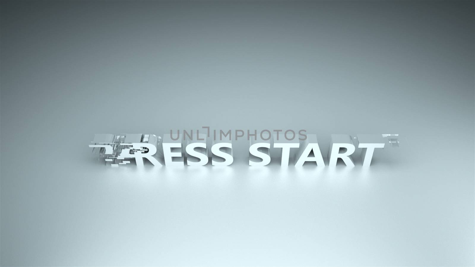 3d text - Press start with glitches effect are on surface, background for gaming design by nolimit046