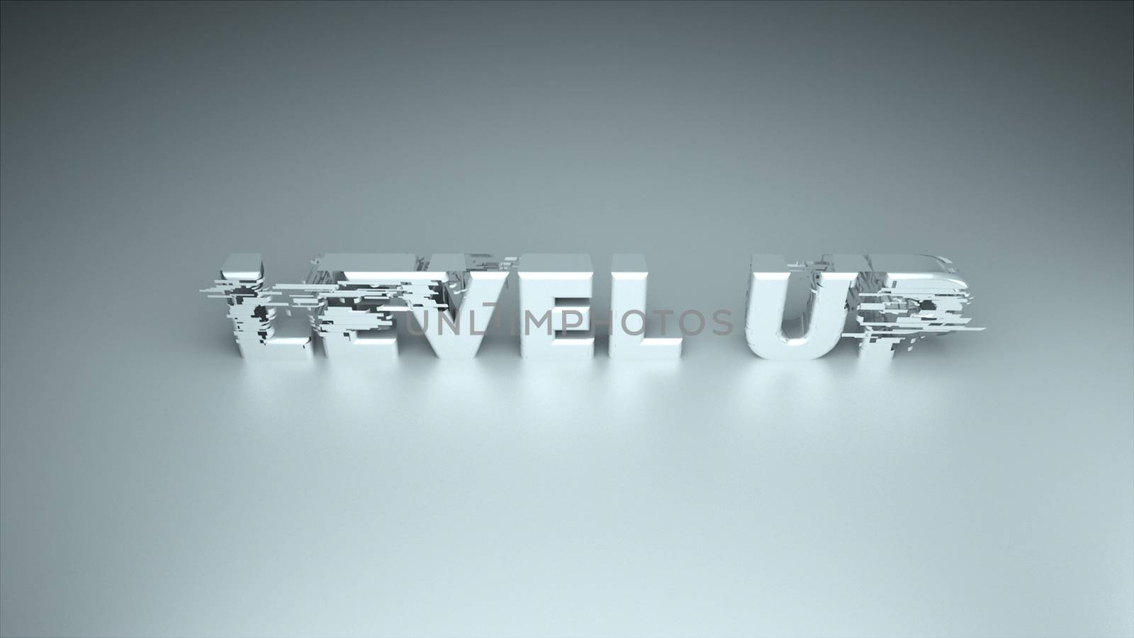 3d text - Level up with glitches effect are on surface, background for gaming design, computer generated by nolimit046