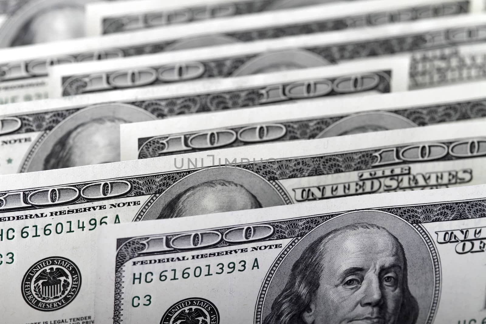 hundred dollar bills as background