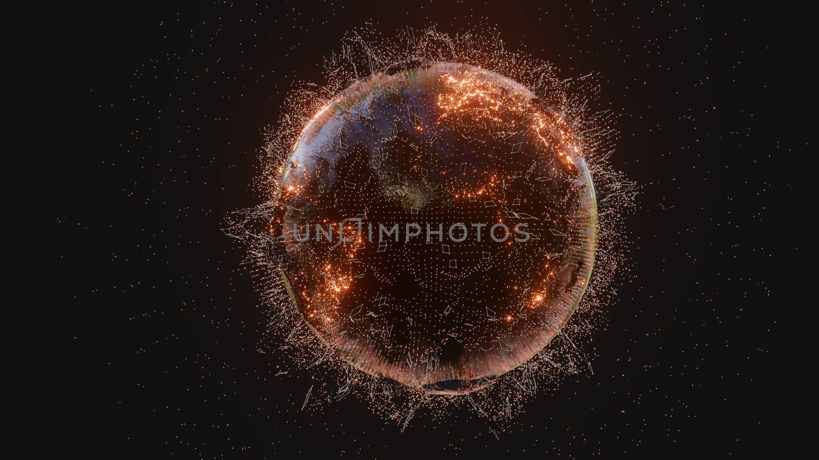 Connection lines and dots around Earth globe by cherezoff