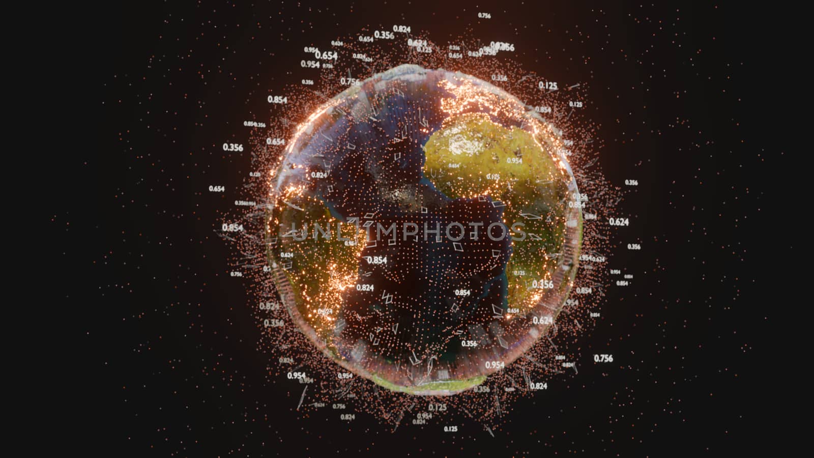 Connection lines and dots around Earth globe, Futuristic technology background. 3D illustration. Elements of this image furnished by NASA