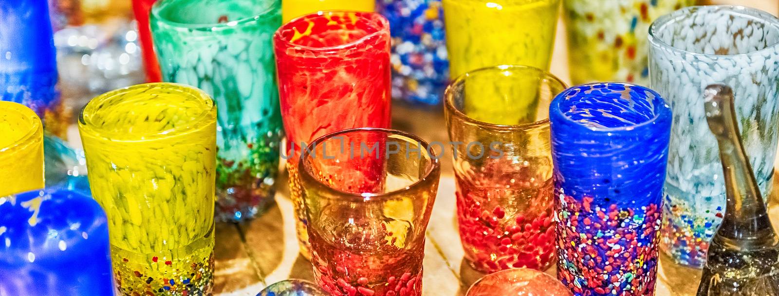 Traditional colorful murano glass goblets  for sale, Murano, Ven by marcorubino