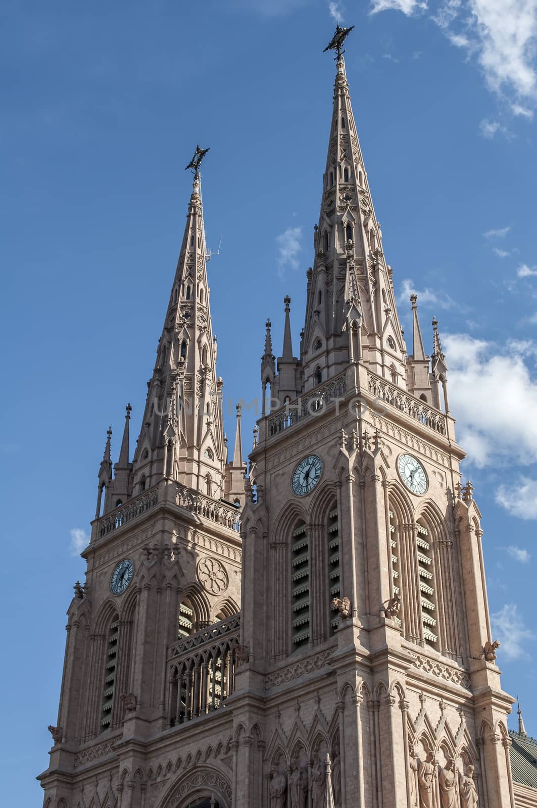 Neo-gothic Lujan Basilica in Lujan, Buenos Aires, Argentina.