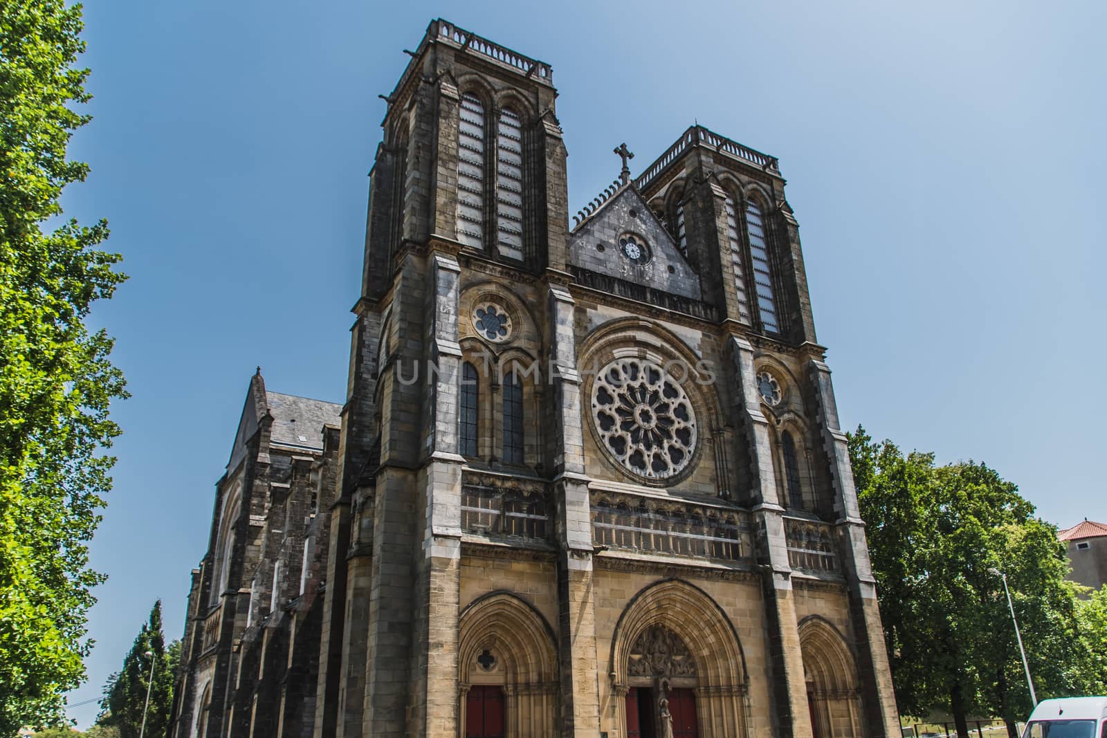 Saint-André neo-Gothic church in the center of Bayonne in France
