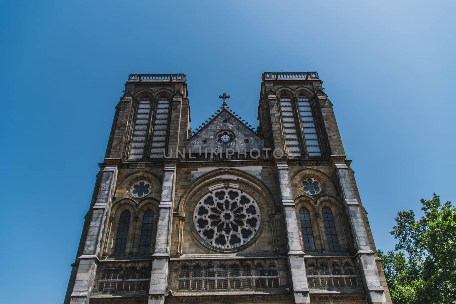 Saint-André neo-Gothic church in the center of Bayonne in France