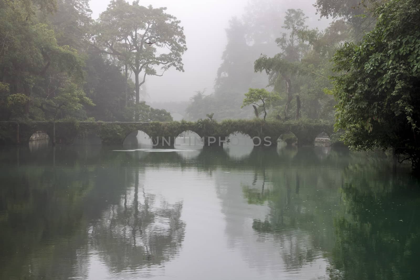 The famous ancient bridge (small seven-holes bridge) of Lobo in Guangxi, China.