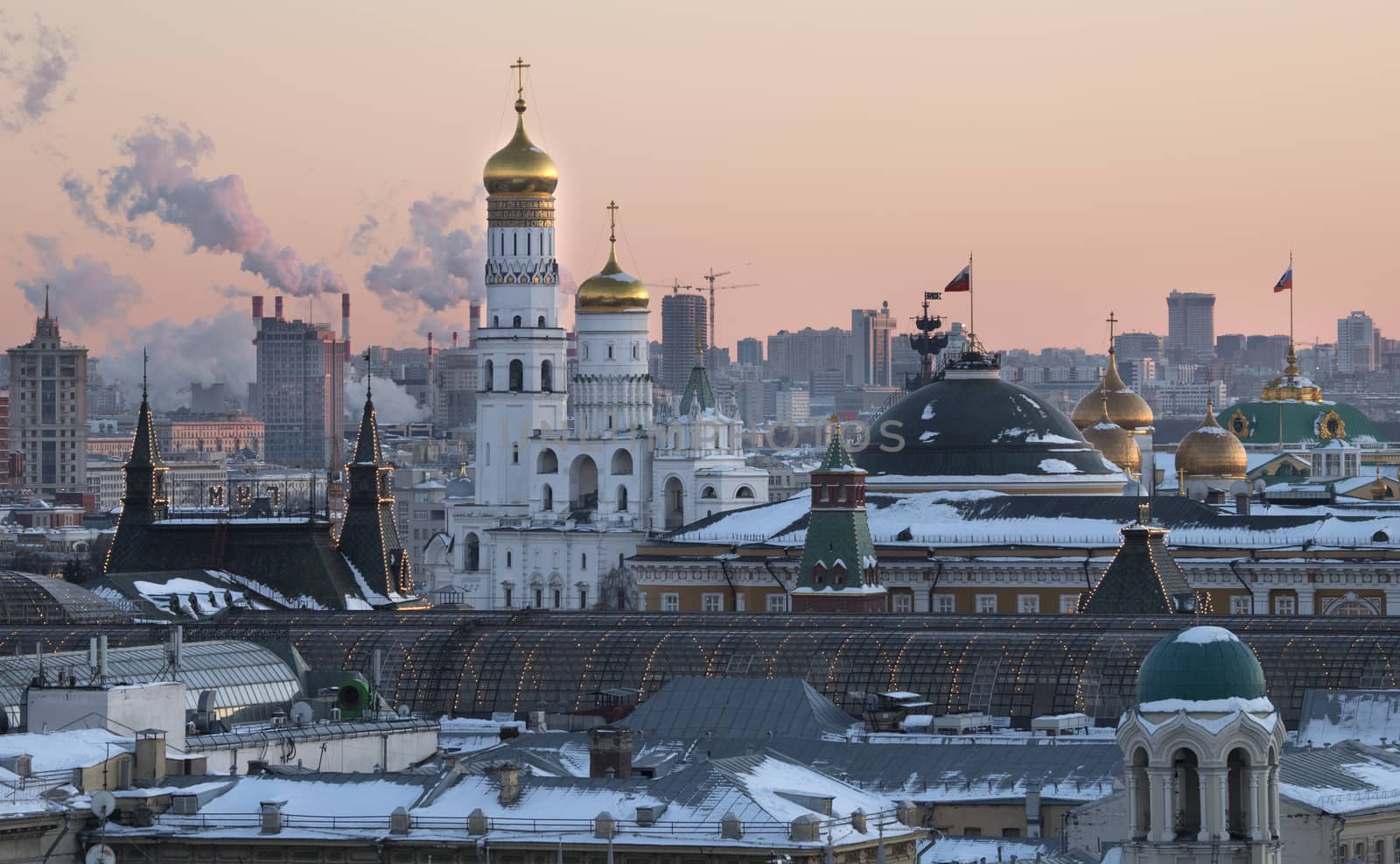 Moscow Russia City Center View in the Evening