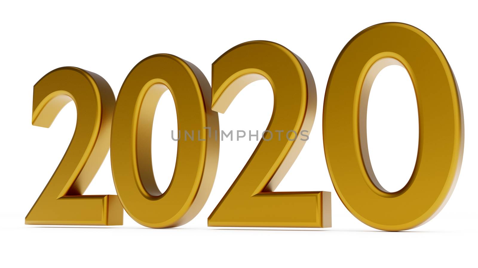 new year 2020 years, 3d illustration on the white background