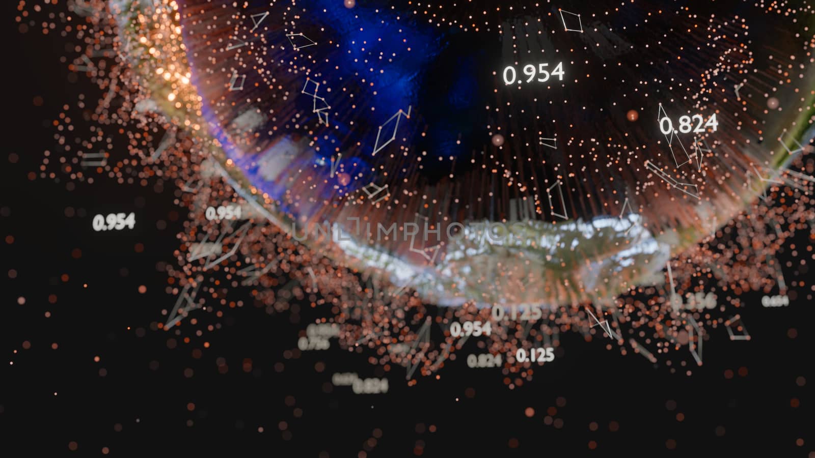 Connection lines and dots around Earth globe by cherezoff