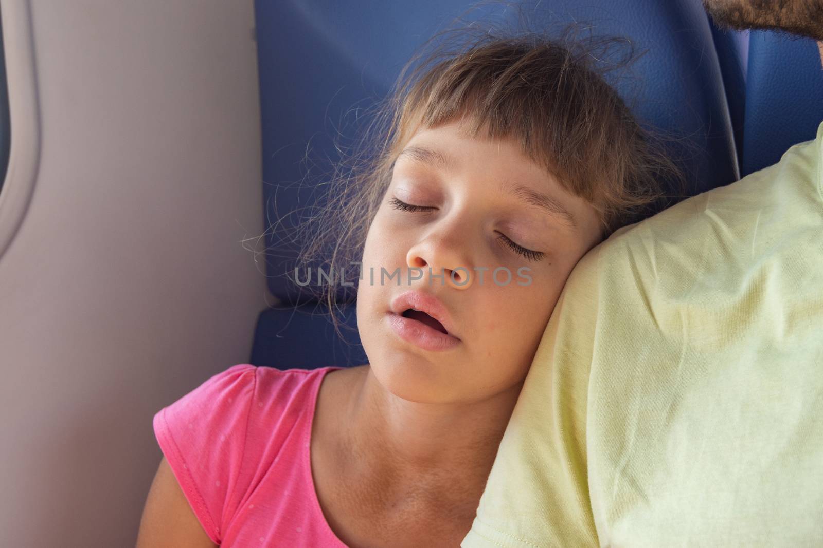 Girl sleeping leaning on her neighbor's shoulder