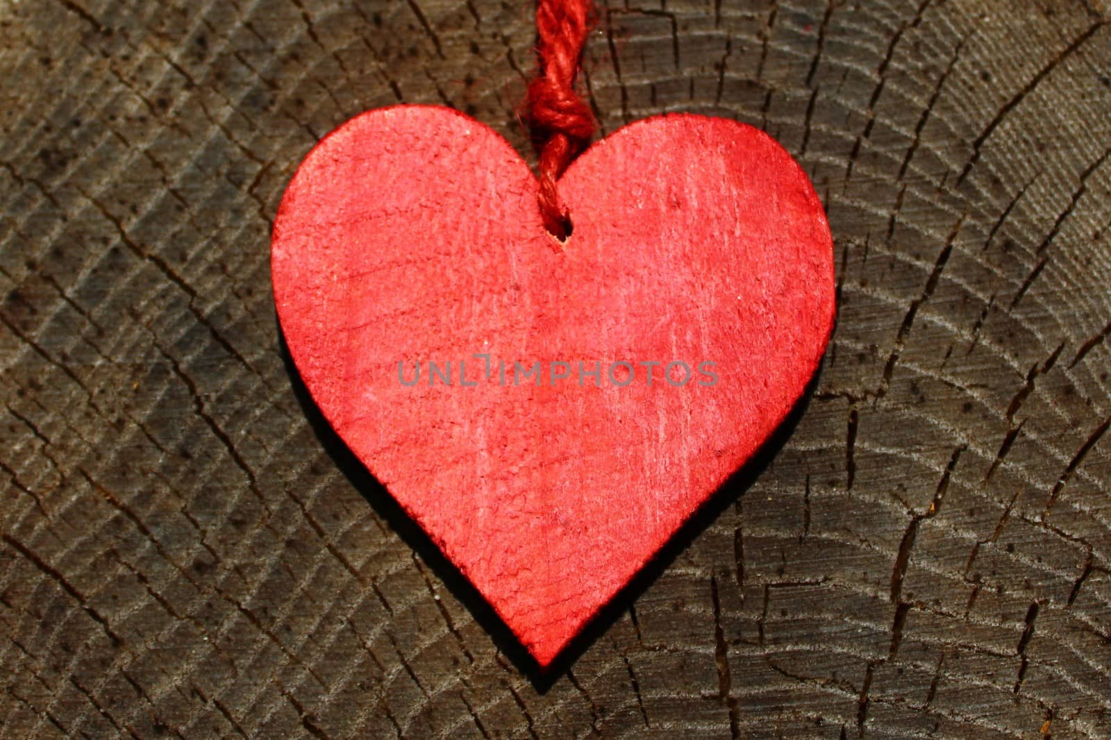 The picture shows a red heart on a tree.