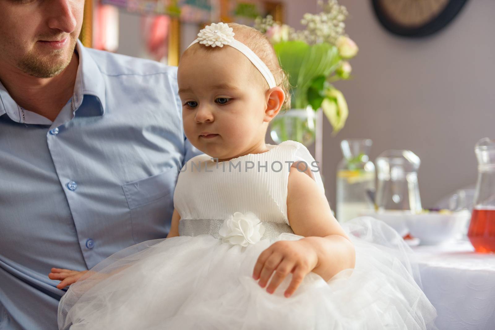Portrait of adorable baby girl. Childhood. Authentic image