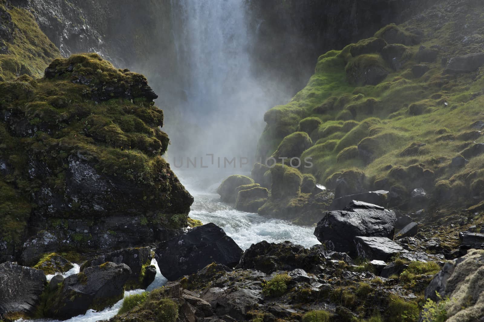 Mountain Waterfall in Iceland.