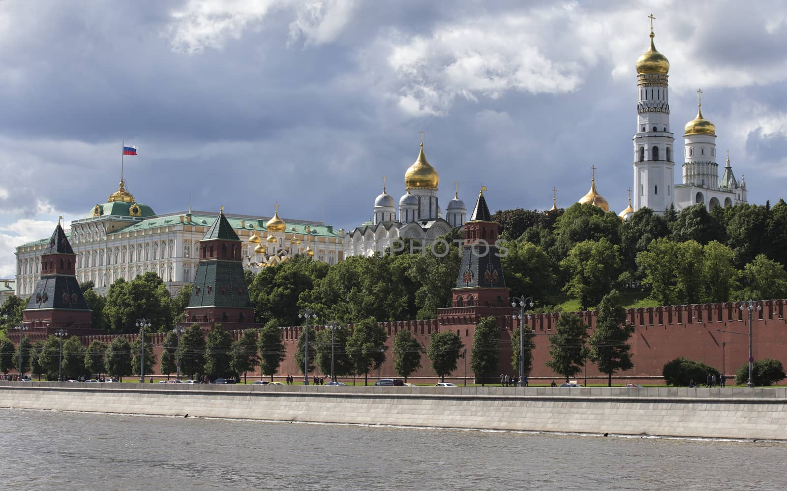 View on Moscow Kremlin President Palace and Complex of Churches