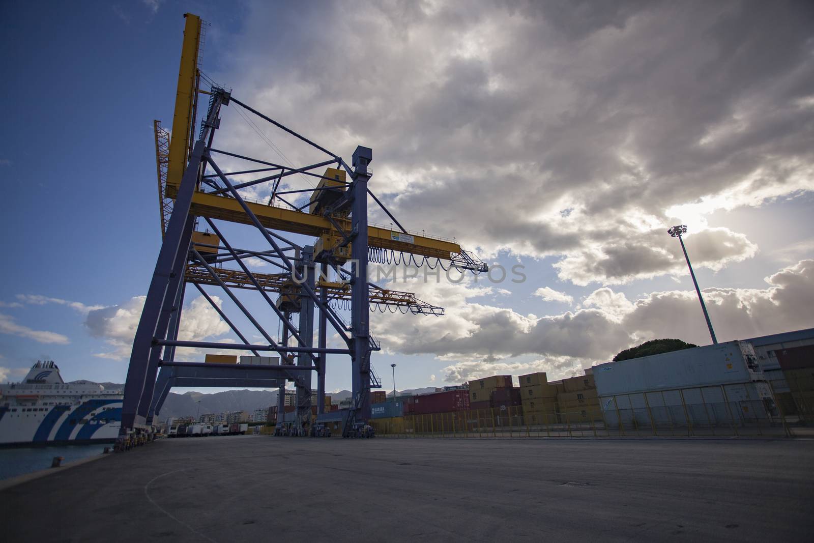Cranes at the port of Palermo for handling cargo loads