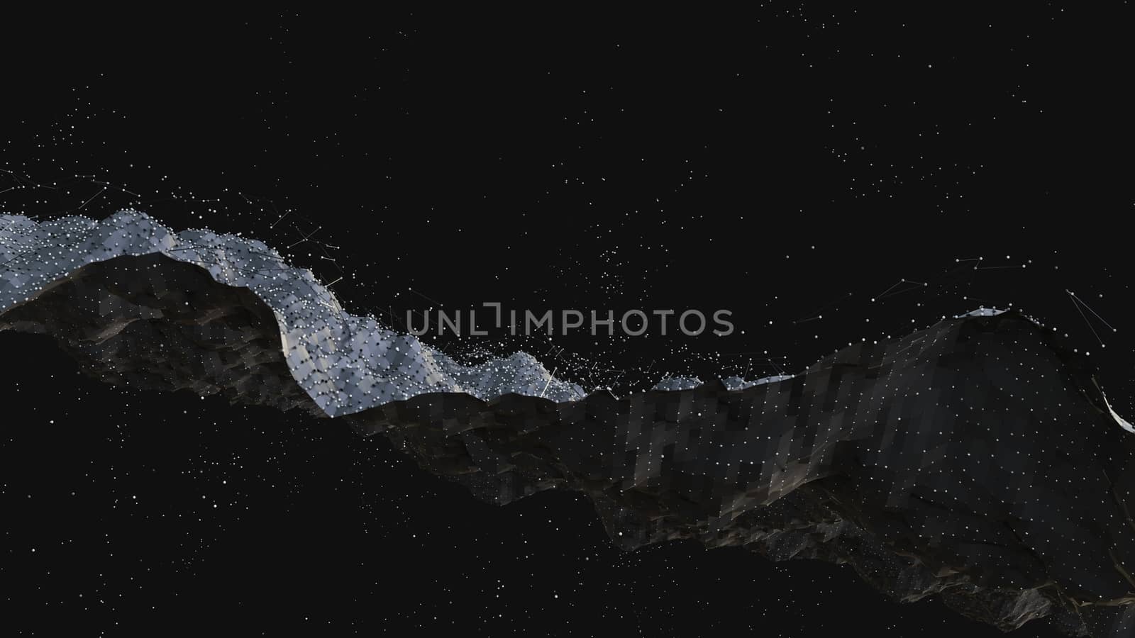 Abstract digital background with cybernetic particles. 3D illustration