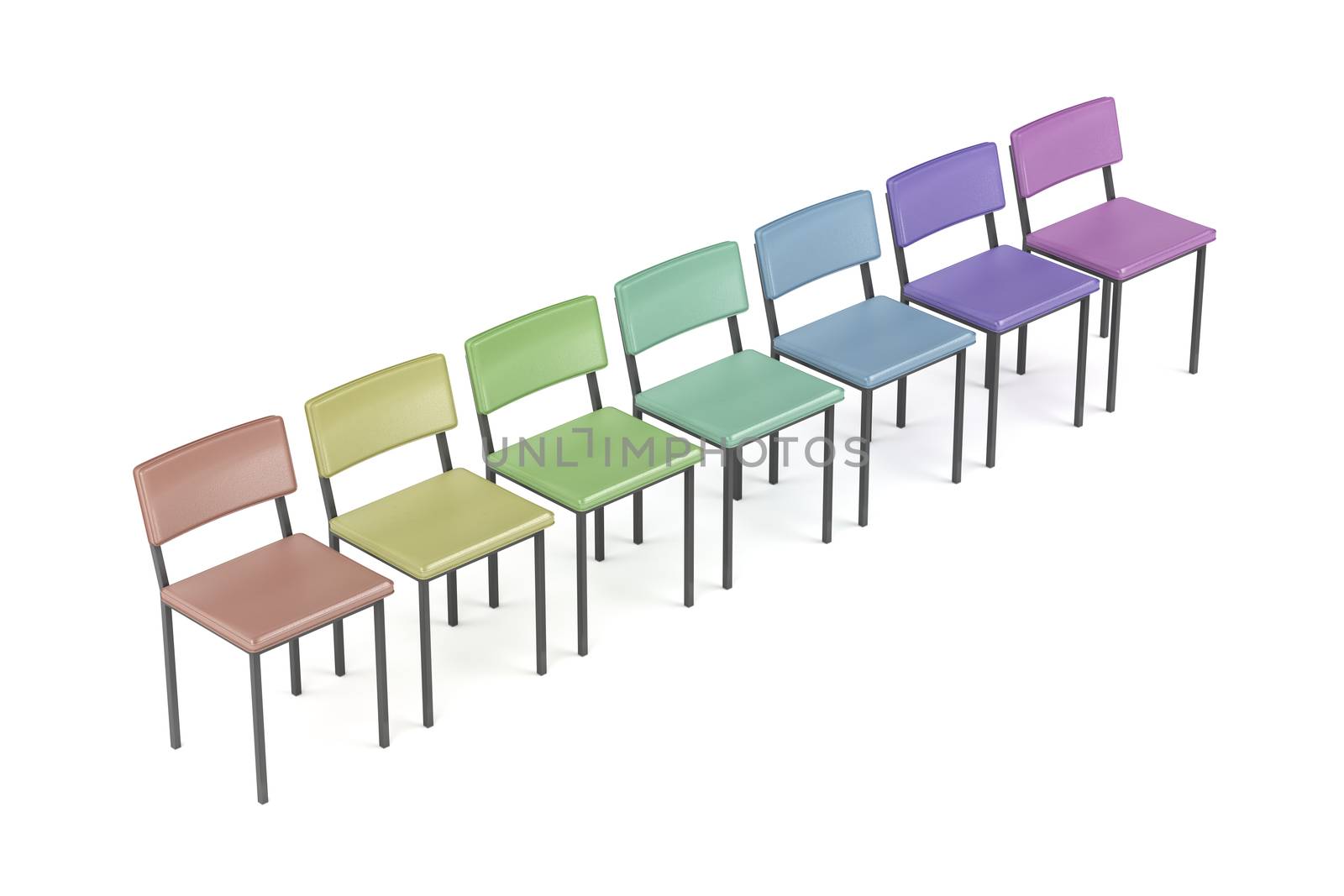 Row with colorful chairs by magraphics