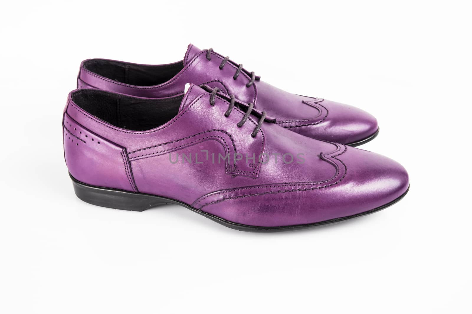 Male purple shoes on white background, isolated product. by GeorgeVieiraSilva