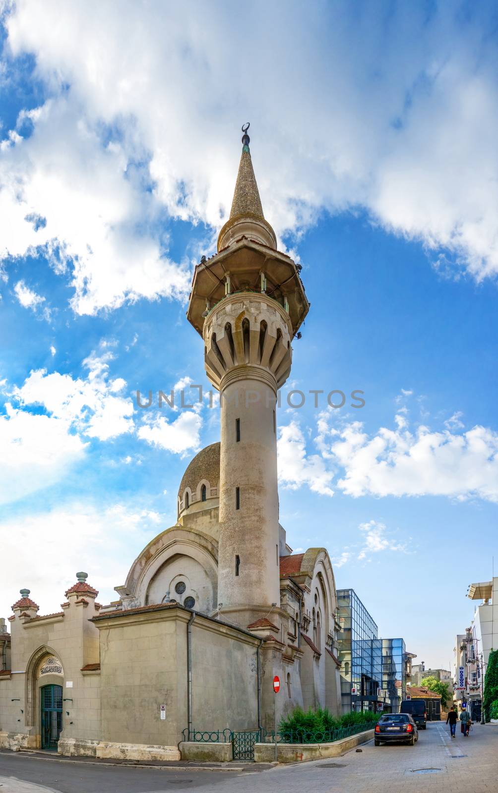 Constanta, Romania – 07.09.2019.  The Great Mosque in Constanta, the famous architecture and religious monument in Romania