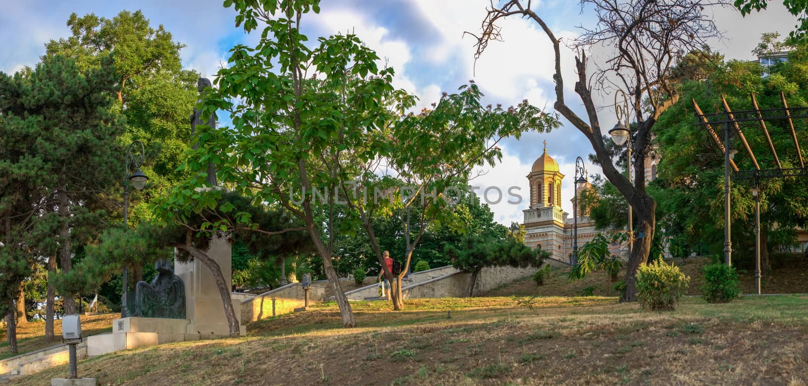 Constanta, Romania – 07.09.2019.  Embankment in the city of Constanta, Romania, on a sunny summer day