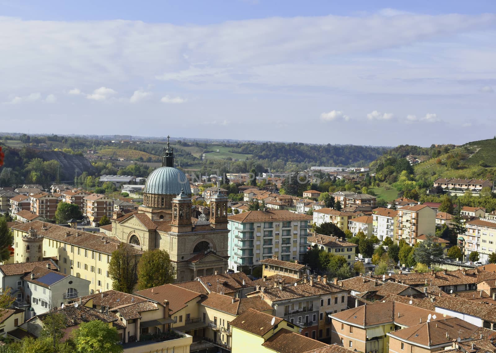 A view of Dogliani from a terrace, famous for Dolcetto wine