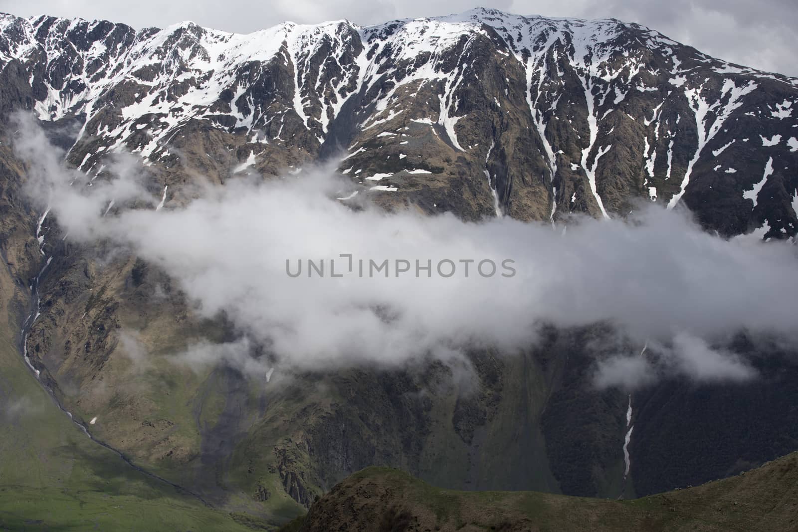 Summer Landscape in the Mountains  Clouds Flying Between Rocks