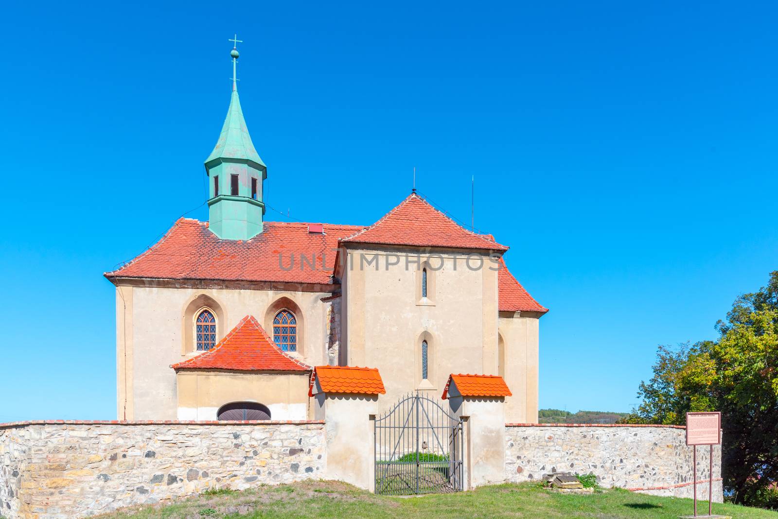 Small rural gothic church of St James in Bedrichuv Svetec near Most, Czech Republic by pyty