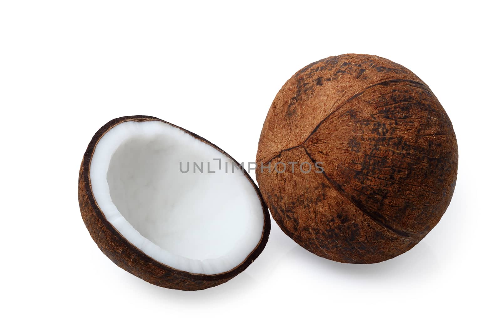 Group of fresh coconuts isolated on white background clipping path.