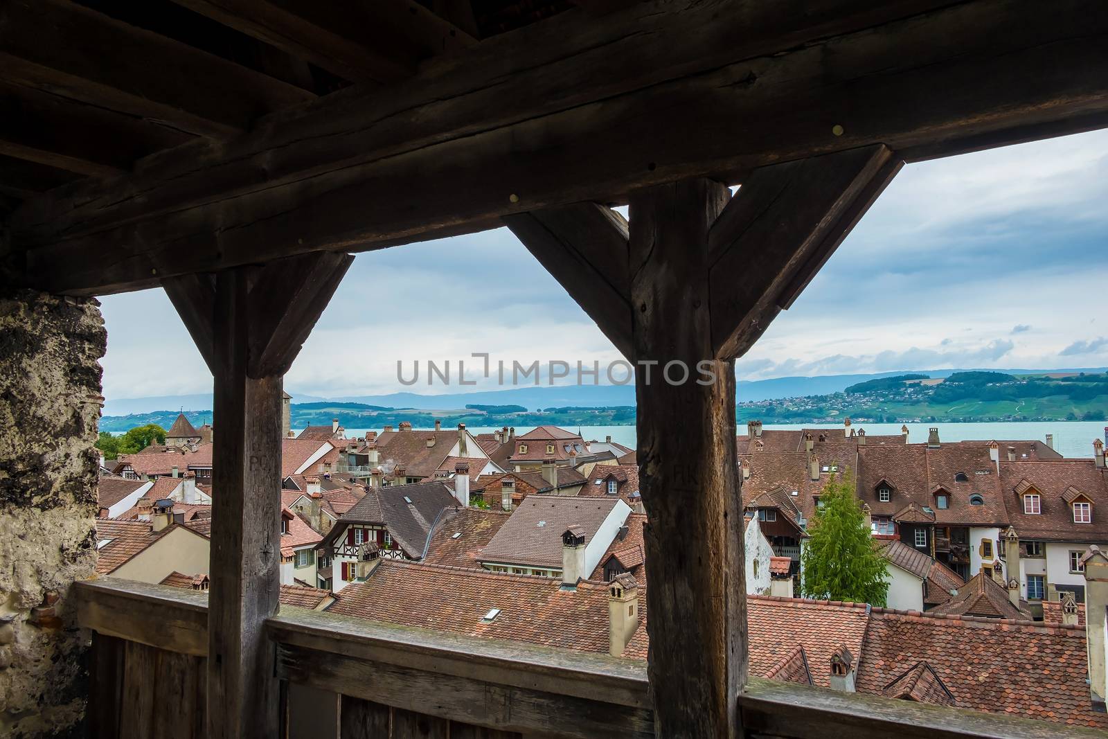 View of the city Murten in Swiss