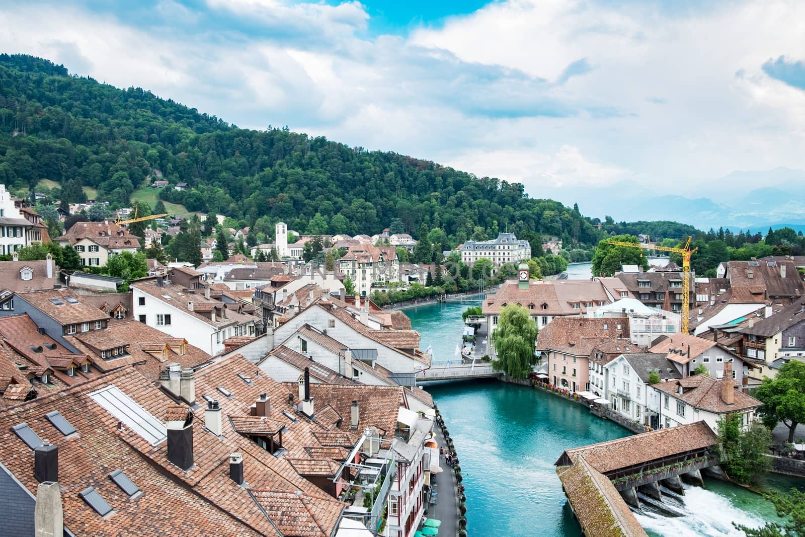 View to cityscape of town Thun in Swiss