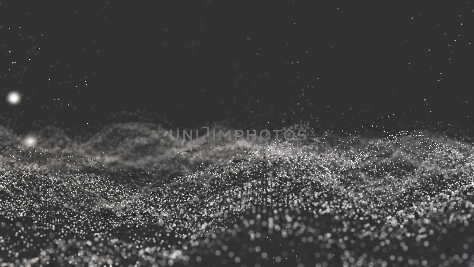 Abstract digital background with cybernetic particles. 3D illustration