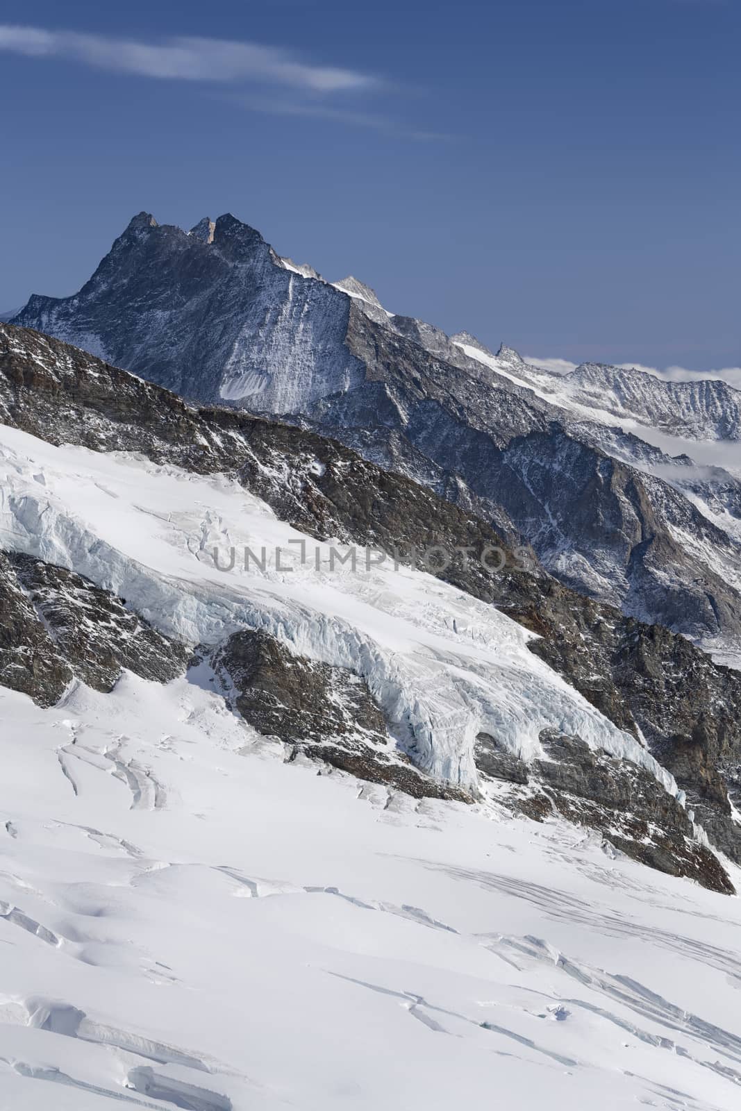 Beautiful mountain view from Jungfraujoch, Switzerland, Bernese Alps, Switzerland