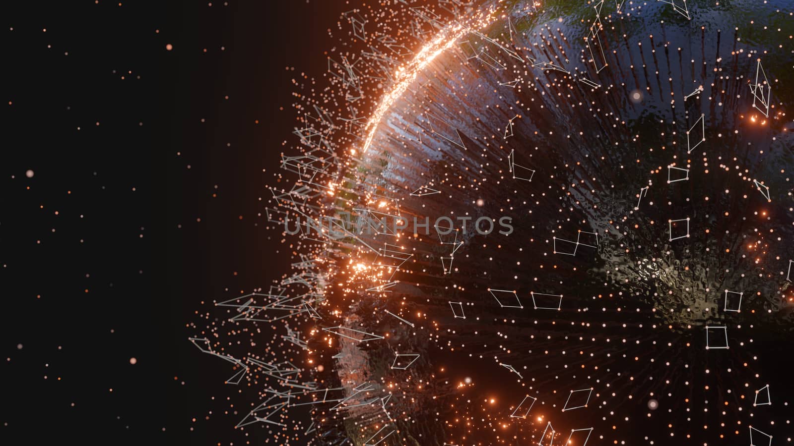 Connection lines and dots around Earth globe by cherezoff