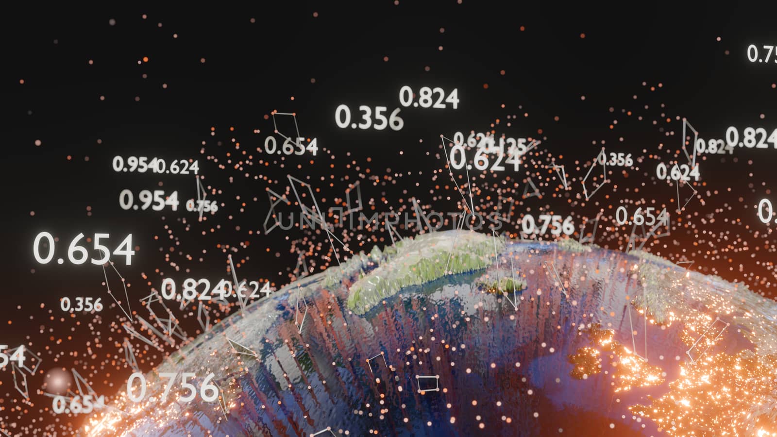 Connection lines and dots around Earth globe by cherezoff