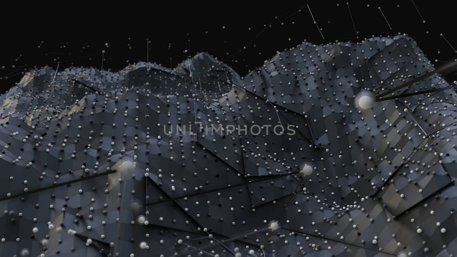 Abstract digital background with cybernetic particles. 3D illustration