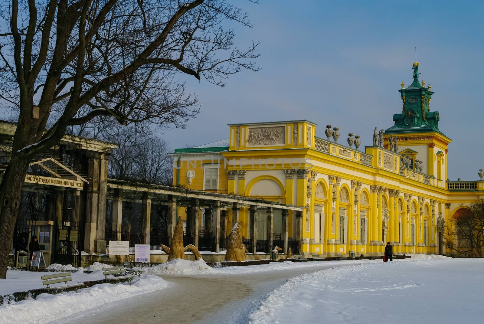 Warsaw, Poland - January 5, 2011:  Winter view of Museum of King Jan III's (Wilanow or Wilanowski) Palace  in snow.