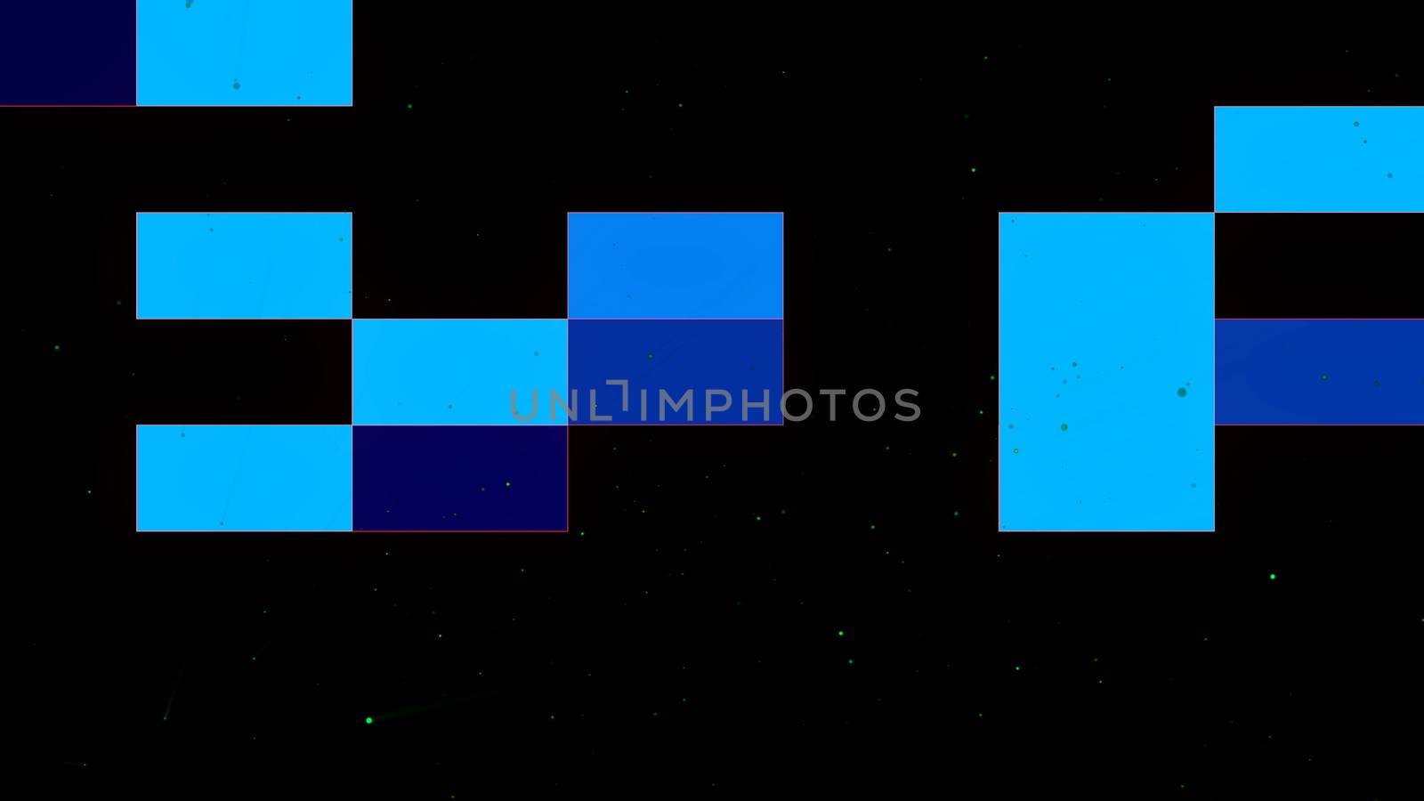 Cinematic rectangles with many small particles, abstract background, 3d render technology backdrop by nolimit046