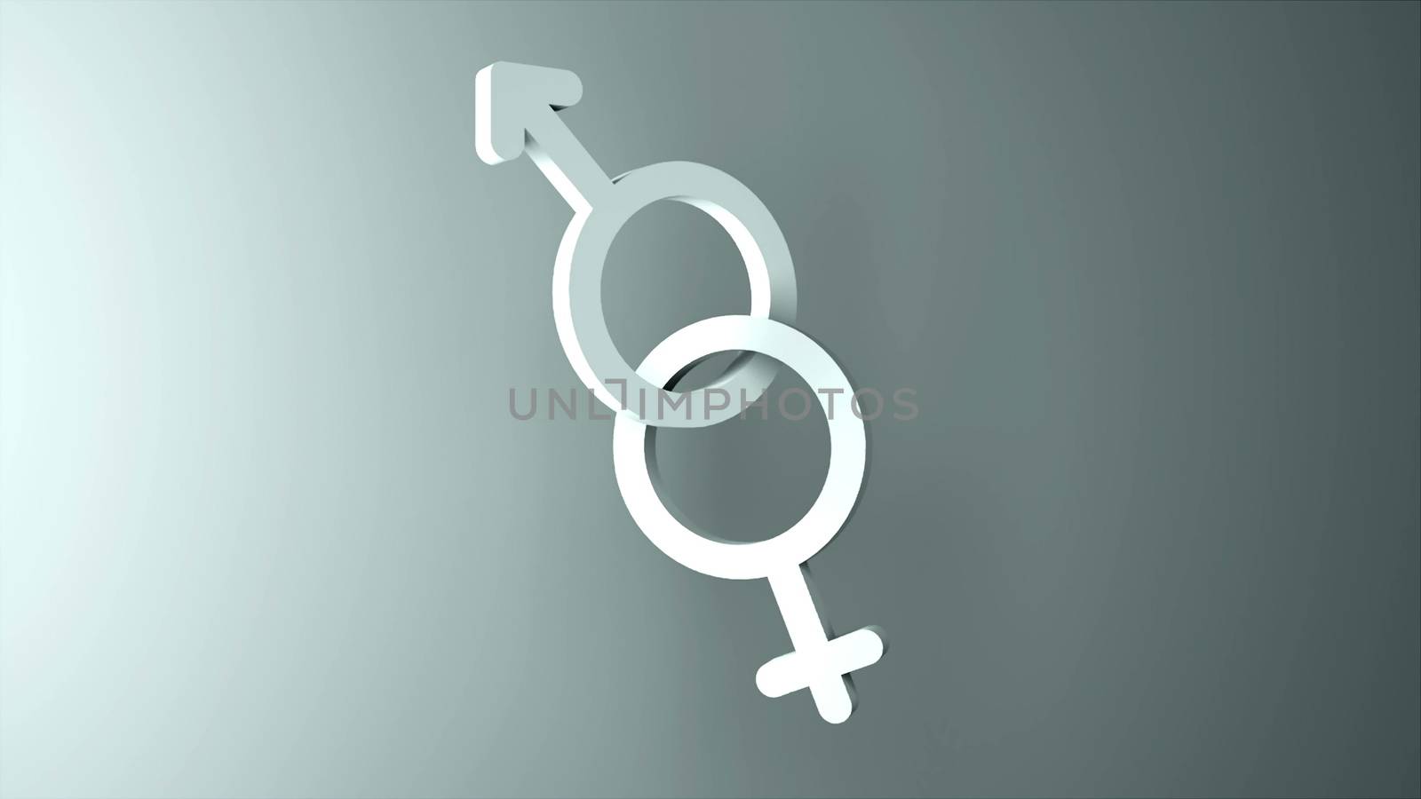 Man and woman symbol, connection and love symbol, 3d rendering background, computer generated backdrop